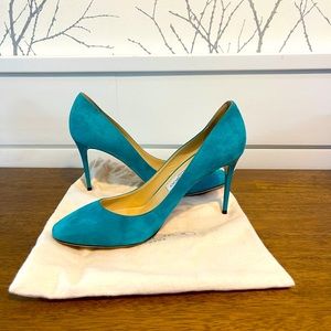 JIMMY CHOO Teal Suede Heels